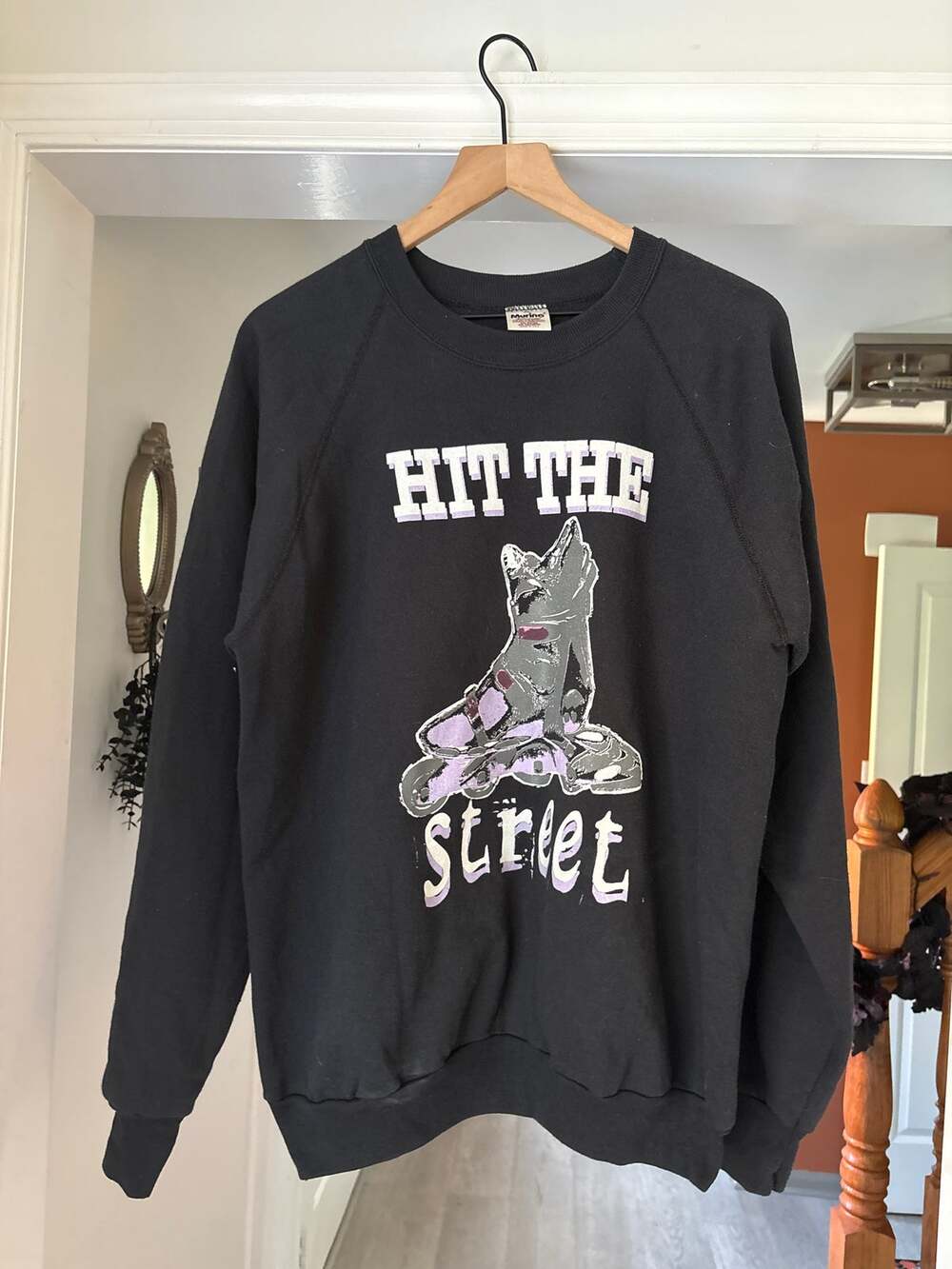 Vintage 90s Hit The Street Rollerblading Crewneck Sweatshirt XL Black